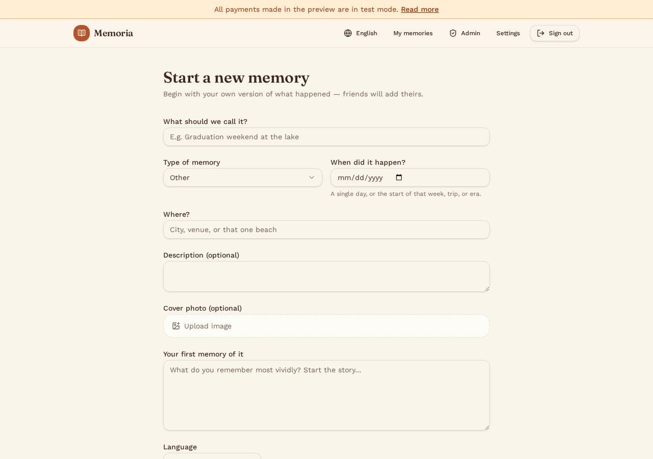 Figure 3 — Starting a new memory